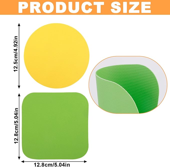 4pcs Rubber Jar Opener, 2 Round & 2 Square Rubber Bottle Opener Pads Non-Slip Texture Jar Lid Remover for the Elderly & Users with Weak Hands