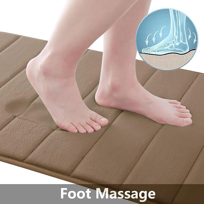 Buganda Memory Foam Bath Mat, 60" x 24", Ultra Soft and Non-Slip Bathroom Rugs, Water Absorbent and Machine Washable Bath Rug Runner for Bathroom, Shower, and Tub, Mocha