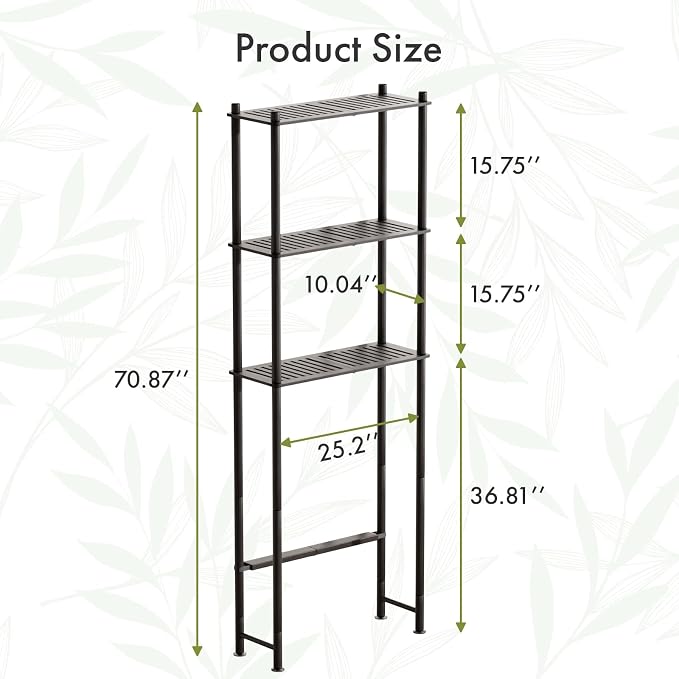 AmazerBath Bamboo Over The Toilet Storage Shelf, Over Toilet Bathroom Organizer Rack, 3-Tier Bathroom Shelves Over Toilet, Space Saver, Espresso