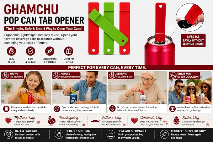 Soda Can Tab Opener 4Pcs, Beer Can Opener, Soft Drink Can Opener, Beverage Opener, Party Essential Tool Great Tool For Bartenders And Personal Use