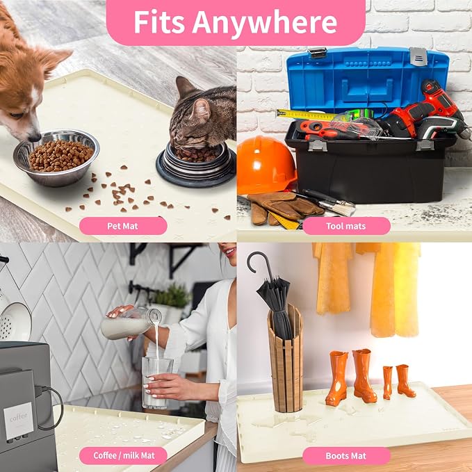 Sdpeia Under Sink Mat 22"×14" Waterproof Silicone Cabinet Liner & Sink Protector for Kitchen & Bathroom, Multi-Purpose Organizers Tray for Pets, Laundry, Cat Litter Mat