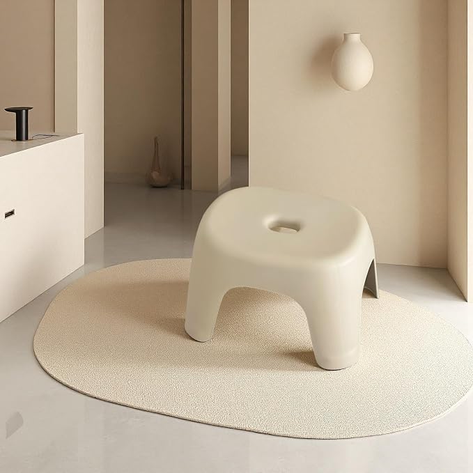 Plastic Step Stool, Heavy-Duty ABS Bathroom Shower Stool, Non-Slip Bath Seat with Rubber Pads, 12.2x9.25x7.68 Inch,