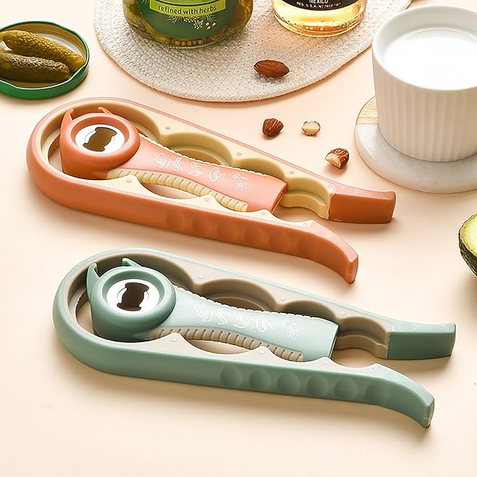 Bottle Opener for Arthritic Hand,Jar Opener for Old People, Children, Women, Those with Weak Hands,Multifunctional Kitchen Gadgets (A-Orange)