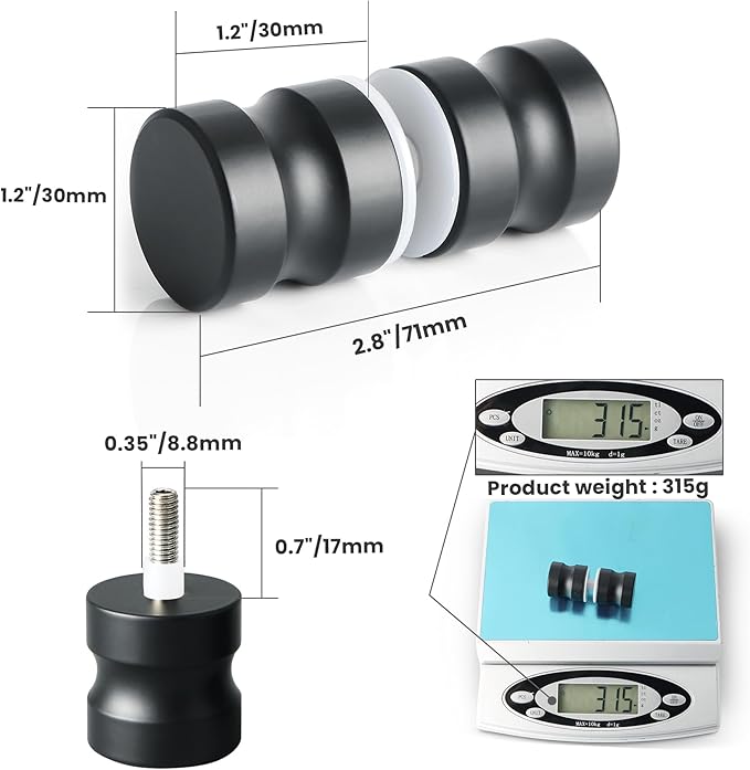 Alise Shower Glass Door Handle,Sliding Shower Doors Knob Round Back-to-Back Pull Hardware Replacement Parts,Matte Black Solid SUS304 Stainless Steel Knobs,L5000-B