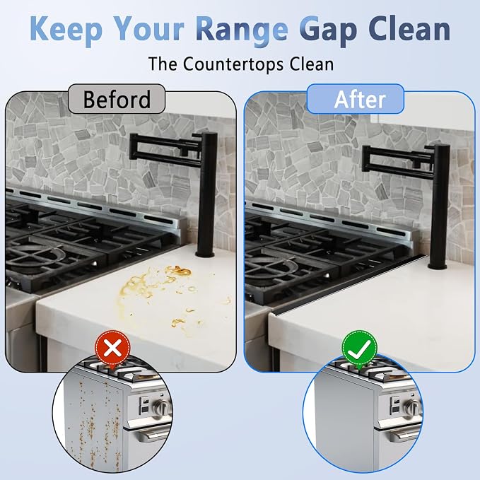 Stove Gap Covers Stainless Steel, 2 Pcs Stove Gap Filler for Counter Side Gap, Retractable Length 13.8" to 27.5"