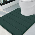 Buganda Memory Foam U-Shaped Contour Toilet Rugs, Non Slip Absorbent, Thick Soft Washable Bathroom Mat, Floor Carpet Bath Rugs Mat for Toilet Base (24" x 20", Dark Green)
