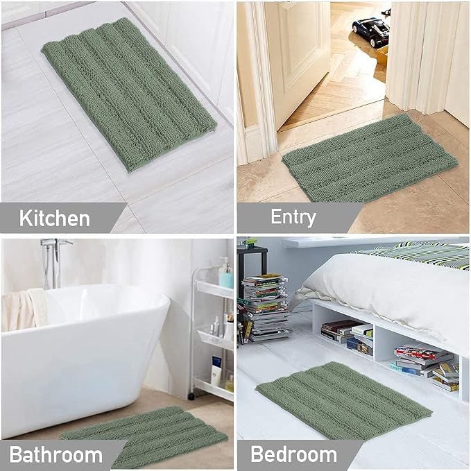 Turquoize Chenille Bath Rugs Shaggy Bathroom Rugs Non Slip Bath Rugs for Bathroom 20 x 32 Green Bay Bath Rug Extra Soft and Absorbent Area Rug, 20"x 32", Green Bay