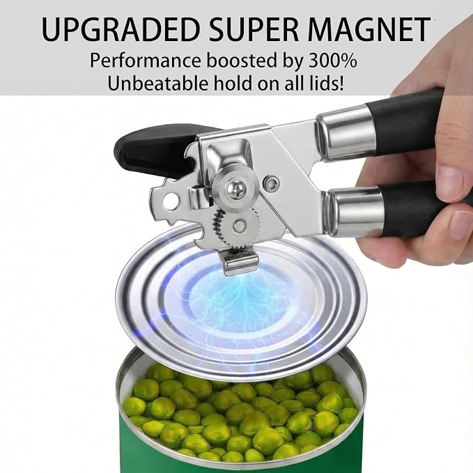 Openers Bundle - 6-Piece Openers Set for Weak Hands - Heavy Duty Stainless Steel Manual Can Opener, 5-in-1 Bottle Opener, Corkscrew & Silicone Grippers - Kitchen Gadgets for Seniors & Arthritis