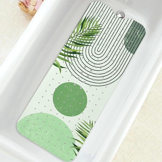 Bathtub Mat Non Slip, Bohemia Extra Long Bath tub Mat Shower Floor Mat with Suction Cups and Drain Holes for Adults Kids Elderly 40 X 16 Inch