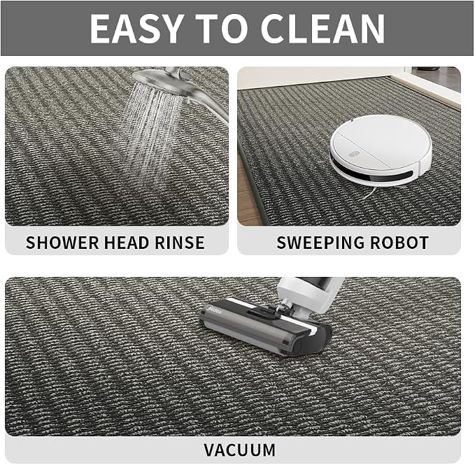 Indoor Doormat, 24" x 40", Black and Grey, Non-Slip Front Door Mats, Outdoor, Washable, Low Profile Indoor Door Mats for Entrance, Entryway, Dirt Resistant and Absorbent Welcome Mat