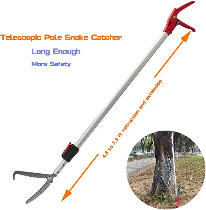 7.3ft Snake Catcher Tongs Grabber Professional Traps Stick Heavy Duty Auminum Alloy Pick-up Handing Tools