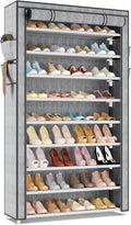 LANTEFUL Shoe Rack with Covers 10 Tier Tall Shoe Rack Organizer Large Capacity Shoe Shelf Storage 40 Pairs Space Saving Free Standing Shoe Storage Organizer for Closet, Entryway, Dorm, Printing