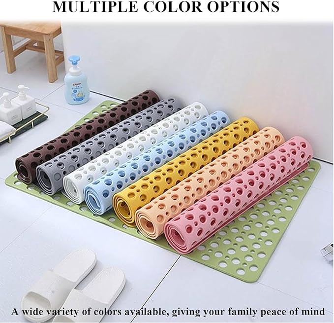 Casa and Beyond Shower Mat Non Slip Bath Mat Secure Shower Mat Easy to Clean Drains Fast Easy Dry Cut Soft Machine Washable Bathtub mat for Inside Shower (Khaki,27.6 * 27.6 in)