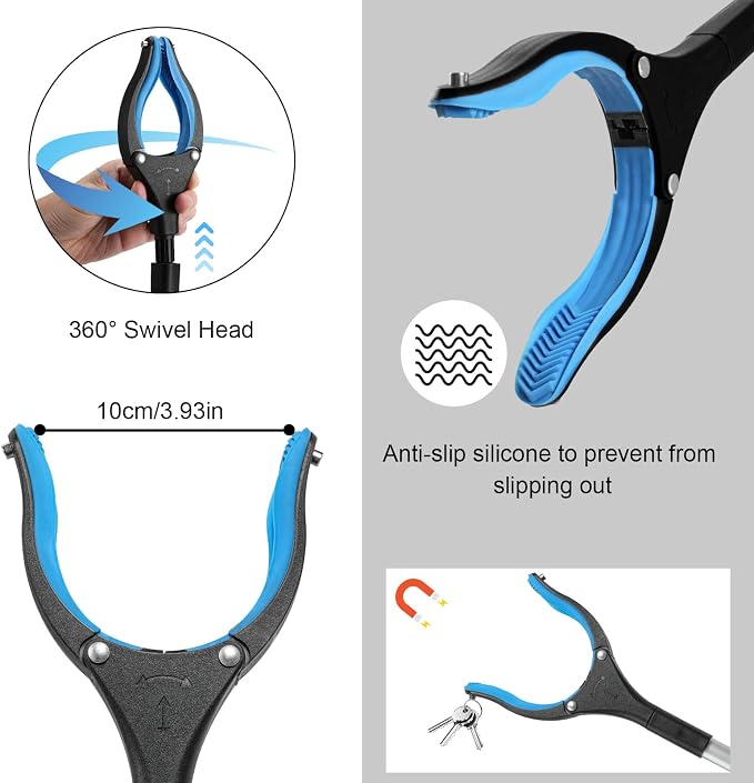 Housolution Reacher Grabber Tool, 43" Extra Long Grabbers for Elderly, Lightweight Handy Trash Claw Grabber with Magnets, Reaching Assist Tool for Trash Pick Up, Arm Extension, Litter Picker (Blue)