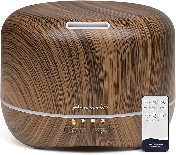Aromatherapy Essential Oil Diffuser for Room: Air Humidifier Aroma Scent Cool Mist Diffuser Colorful Lights Wood Cute Small Large Auto Off Ultrasonic Diffusers for Home Bedroom (300ml)