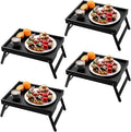 Fibogollo 4 Pack Bamboo Bed Tray Table with Folding Legs,Breakfast Trays,Serving Tray,Laptop Trays for Working,Food Snack Tray for Bed and Sofa(Black)