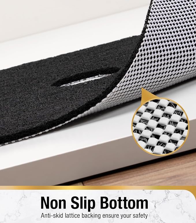 HITSLAM Square Shower Mat, 40 x 40 Inch Non Slip Bath Mat for Tub, Soft PVC Loofah Bathtub Mats with Drain Holes, Quick Drying Bathroom Stall Floor Mat, Bathroom Accessories Without Suction Cup, Black