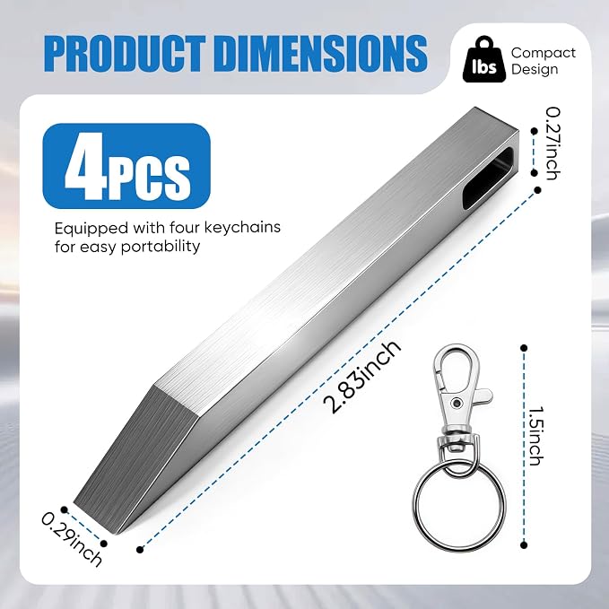8PCS EDC Pry Bar Keychain Set, 4 Stainless Steel Mini Pry Bars with 4 Key Rings, Pocket Multitool with Screwdriver, Bottle Opener and Box Opener