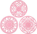 Extra Thick Silicone Trivet Mat for Hot Dishes, Hot Pots and Pans, Pot Holder, Hot Pad to Protect Your Table and Countertop, Kitchen Decor and Accessories,Pink,Set of 3