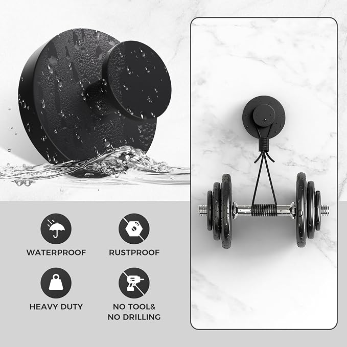 Shower Hooks for Inside Shower,Suction Cup Hooks for Glass Window,Removable Towel Hooks for Bathrooms,6 Packs(Black)