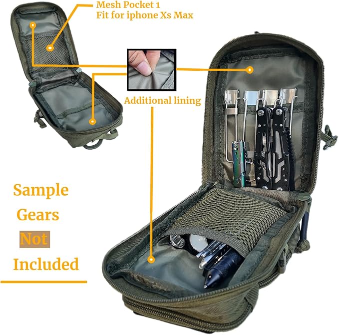2 Pack Tactical Molle Utility Pouchs,Mini Belt Pouch EDC Pouch Tactical Phone Pouches Outdoor Admin Tool Pouch Medical EDC IFAK Pack with US Flag Patch
