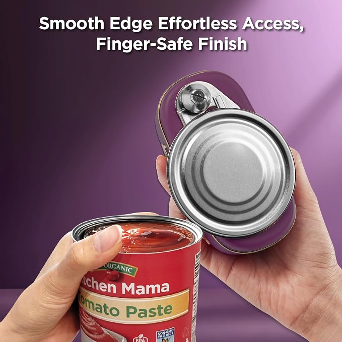 Kitchen Mama Orbit One Rechargeable Electric Can Opener: Hands-free, USB-C Charging, Automatic Stop, Smooth Edge, Safety, Blade for Large Cans, Heavy Duty, with Storage Box (Royal Burgundy)