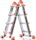 LANBITOU Ladder, A Frame 4 Step Ladder Extension, 14 FT Anti-Slip Multi Position & Storage Folding Ladder, 330 lbs Security Load Telescoping Aluminum Ladders for Stairs Home Indoor Outdoor Roof