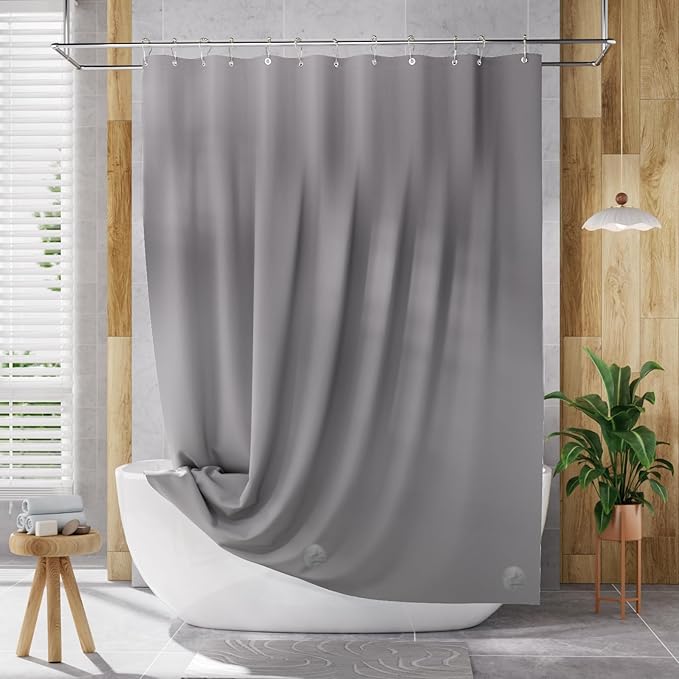 AmazerBath Extra Long Shower Curtain Liner, Grey Shower Liner 84 Inches Long, 72x84 Plastic Shower Curtain Liner, Cute Tall Shower Liner, PEVA Bathroom Shower Curtain Liners with 3 Magnets