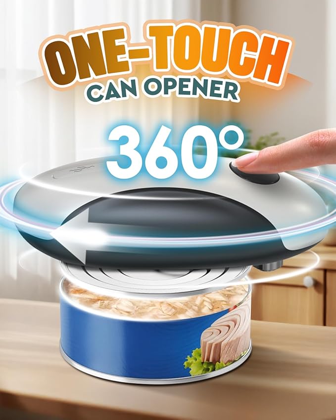 Zoomsnail Electric Can Opener, Automatic Rechargeable Can Openers with One-Touch Smooth Edge & Magnetic Lid - Hands-Free Easy-Grip Opener for Seniors with Arthritis and Most Cans