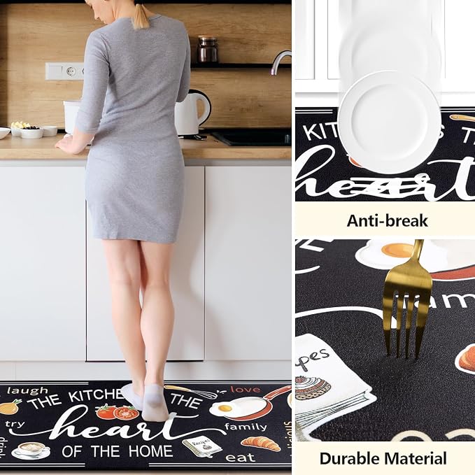 Yamaziot Anti Fatigue Kitchen Rug Set of 3, Non-Slip Waterproof Farmhouse Cushioned Comfort Standing Floor Mat for Kitchen, Office, Sink, Laundry