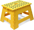 MaxWorks 50969 Folding Step Stool - 9" Height, 330 lbs Capacity - 16 Steel Rods for Enhanced Strength - Lightweight, Durable Plastic Stool for Kitchen, Bathroom, Living Room - Yellow