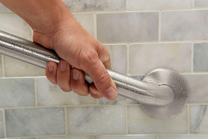 Moen Home Care Bathroom Safety 32 Inch Stainless Steel Handicap Grab Bar for Bathtub and Shower, Elderly Assistance Product with Concealed Screws, 8732 (Pack of 2)
