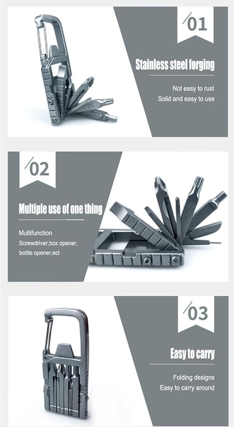 13 in 1 portable keychain mini tool with pointed nose pliers, bottle opener, phone holder, screwdriver, safety buckle, bottle opener, keychain multifunctional tool, suitable for outdoor camping