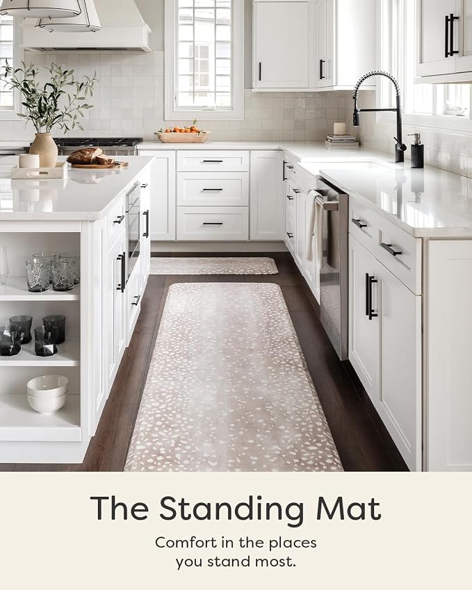 House of Noa Nama Standing Mat – Anti-Fatigue Kitchen Mats for Floor, Cushioned & Non-Slip Kitchen Comfort Mat for Standing, Thick Foam Anti-Fatigue Mat for Kitchen & Workspaces, Fawn Brown 30" x 72"