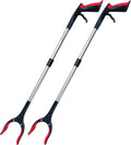 Reacher Grabber Tool 32 Inch 2-Pack, Foldable Trash Picker Grabber, Trash Gripper, Garden Nabber, Litter Picker, Extended Grabber（Red/Red)