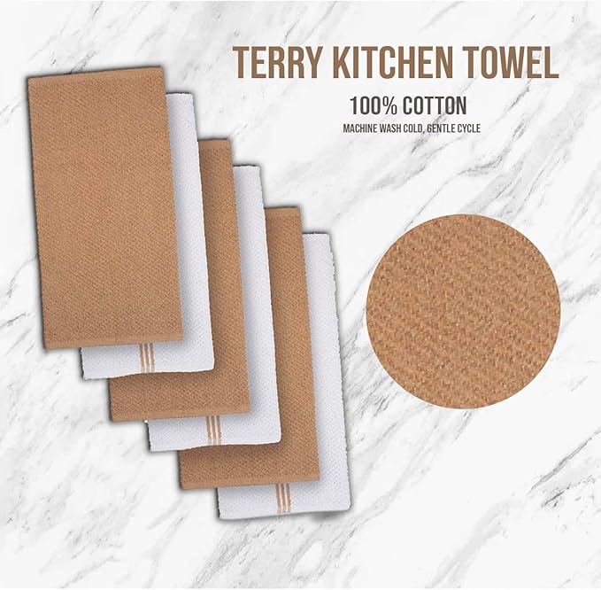 LANE LINEN 16 Piece Kitchen Dish Cloths Set - 100% Cotton Dish Towels, Heat Resistant Kitchen Mittens and Pot Holder Set, Reusable Dish Rags for Washing Dishes, Dish Towels for Kitchen Drying - Beige