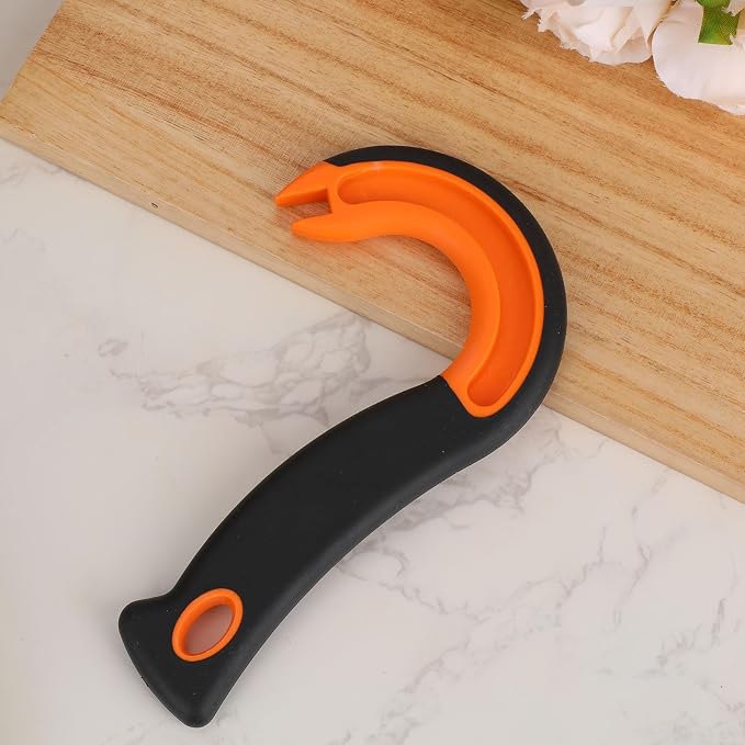 Easy Open Ring Pull Can Opener, J Hook Can Opener Pull Tab with No-Slip Grip for Seniors Kids Weak Hands Manual Soda Beer Pop Top Tin Bottle Jar Lid Lifter Tool (Orange)