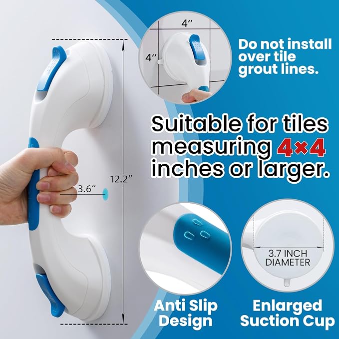 TAILI Shower Grab Bar Suction Grab Bars for Bathtubs and Showers for Elderly, Bath Handle for Seniors Bathroom Safety Handles for Elderly, Handicap Balance Assist Bath Grip No Drilling Removable,G9