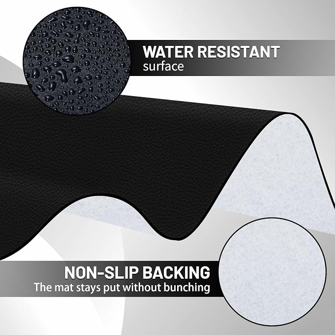 Drydiet 55x55 Inch Extra Large Craft & Painting Floor Mat - Waterproof Non-Slip PVC Art Rug, Floor Protector for Easel Painting Pottery Messy Projects, Washable Roll-up Spill Mat(Black, Plain)