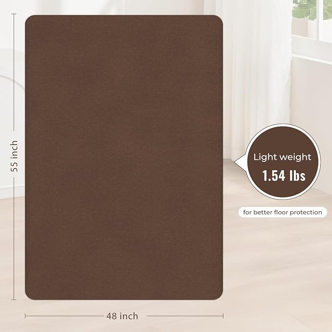 Sycoodeal Office Chair Mat for Hardwood Floor,Slip Resistant Floor Mat for Office Computer Gaming Chair,Heavy Duty Floor Protector for Rolling Chairs,Easy to Clean,Coffee(48"x55")