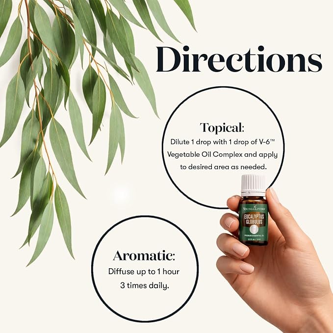 Young Living Eucalyptus Globulus Essential Oil | Cooling, Refreshing Aroma for Diffusion & Massage | Supports Breathing Comfort & Relaxation | Premium Seed to Seal® Quality Oil | 5ml