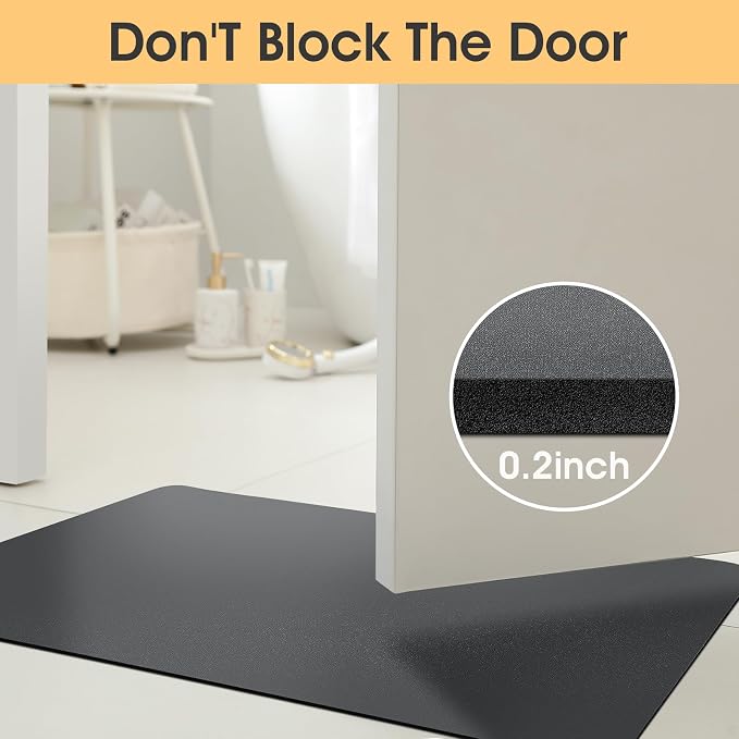 ACCUMTEK Non Slip Bath Mat, Thin Bathroom Rugs Fit Under Door, Quick Dry Bath Mats, Machine Washable Bath Rugs for Bathroom, Bathtub & Kitchen, Charcoal Gray/Upgraded Solid/24 x17
