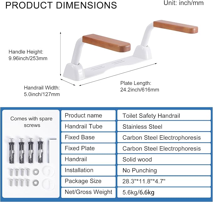 Toilet Safety Rails for Seniors with Space Saving Flip-Up Armrests, Toilet Support Rails for Seniors and Disabled, Pregnant Women, Grab Bars Toilet Safety Frame for Bathroom, Brown