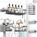 NESOMI Shower Caddy Adhesive Shower Organizer 7-Pack, Rustproof Stainless Steel Bathroom Shelves, Large Capacity No-Drill Rack Storage Accessories with Soap Dish Toothbrush Holder Hooks