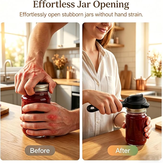 Jar Opener for Weak Hands,4 in 1 Multi-Purpose Jar Openers,Adjustable Jar Opener,Multi-Functional Bottle Openers with Non-Slip Grip for Wine Bottle,Perfect for Arthritis and Weak Hands (Black)