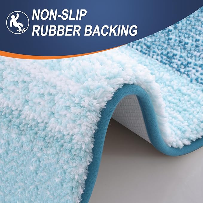 OLANLY Small Bathroom Rugs Mat 24x16, Extra Soft Absorbent Microfiber Bath Rugs, Rubber Backing, Quick Dry, Washable Bath Mats for Bathroom Floor, Tub and Shower, Home Decor Accessories, Peacock Blue