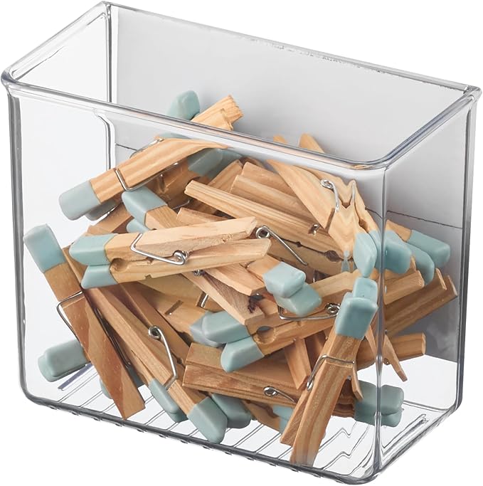 iDesign Magnetic Small Clear Plastic Organizer Bins for Laundry Room Storage