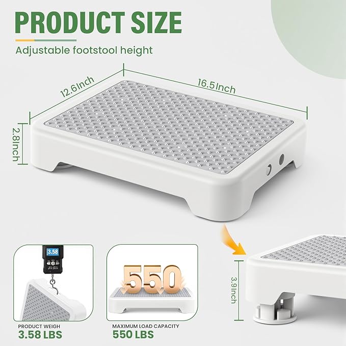 SOYO Mobility One Step Stool, Heavy Duty Indoor Outdoor Non-Slip Small Step Platform Assistive Device for Adult Elderly, Standing Support and Step Riser for Car, Bed, Door, Stair, Bathroom, White-Gray