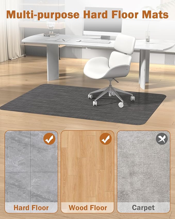 Blvornl Office Chair Mat for Hardwood Floor, 47.2"*60" Desk Computer Chair Mat for Hard Wood, Large Anti-Slip Hard Floor Protector for Rolling Chair, PVC Desk Rug for Office Black
