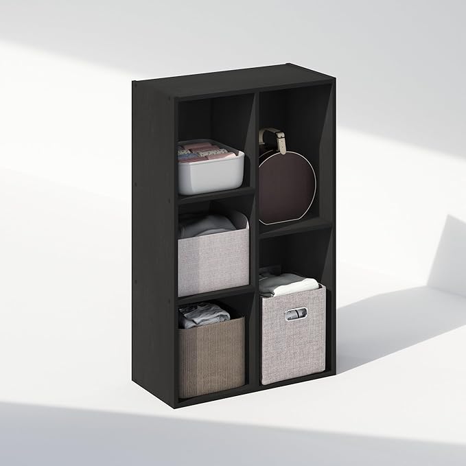 Furinno Reed Closet Organizers and Storage, 5-Cube Reversible Closet Shelves, Closet Organization Shelf, 9.4 x 19.5 x 31.5, for Bedroom, Closet, Blackwood